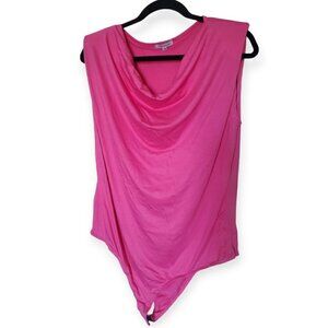 White Birch 1X Bodysuit Pink Drape Cowl Neckline NWOT